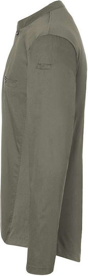Karlowsky Bluse Koch Baumwolle Khaki mit Langärmelig