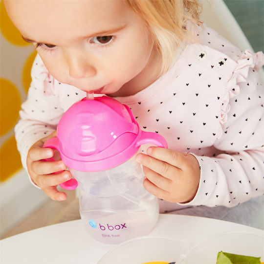 B.Box Baby Cup with Handles and Straw Sippy made of Plastic Fuchsia 240ml for 6m+m+