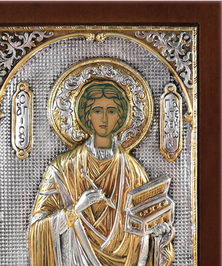 SilverBrand.gr Image saint Panteleimon Silver 20x16cm