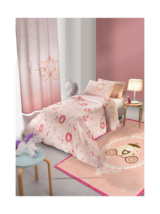 Saint Clair Σετ Σεντόνια Μονά Βαμβακερά Cinderella Ροζ 160x250cm 3τμχ