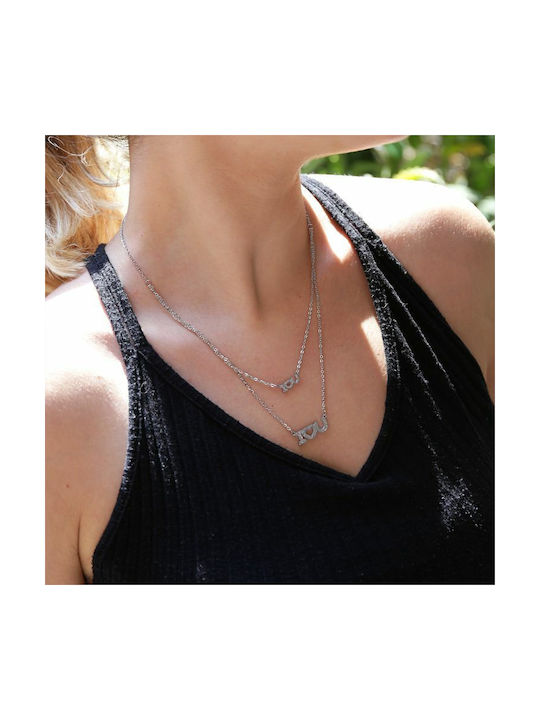 Amor Amor Necklace Double from Steel