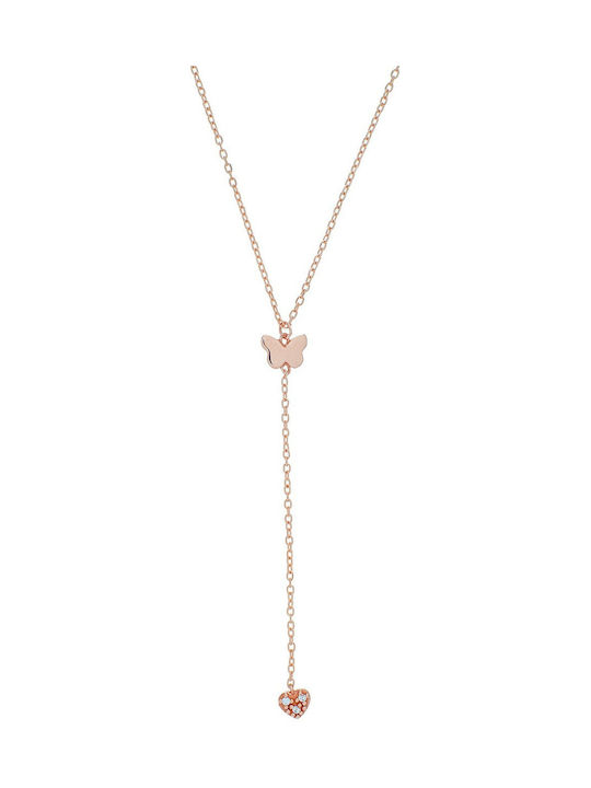 Vitopoulos Necklace with Pink Gold Plating with Zircon