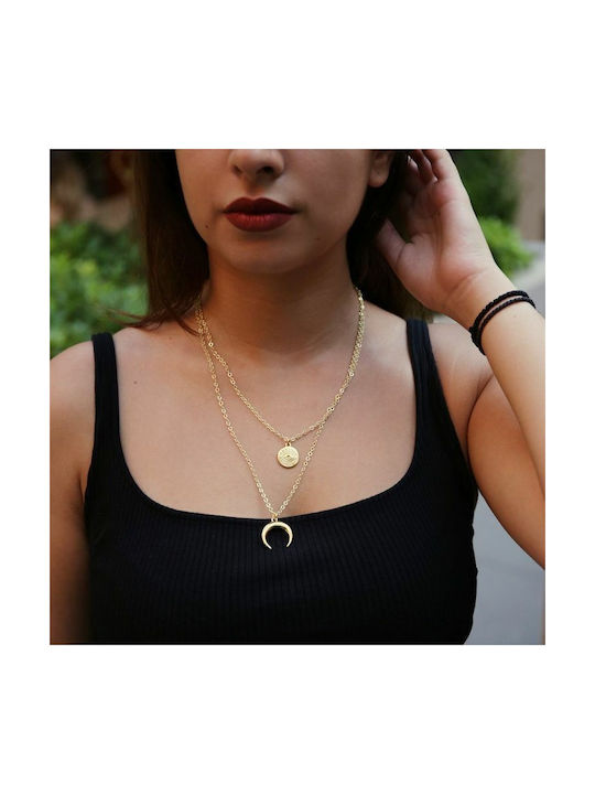 Amor Amor Necklace Double Eye from Gold Plated Steel