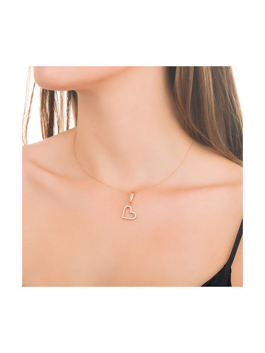 Verorama Necklace with design Heart from Gold Plated Silver