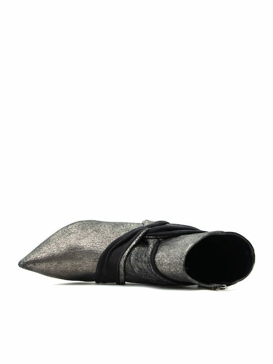 Leather Women's Ankle Boots Silver