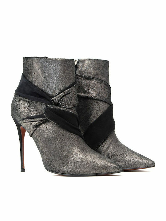 Leather Women's Ankle Boots Silver