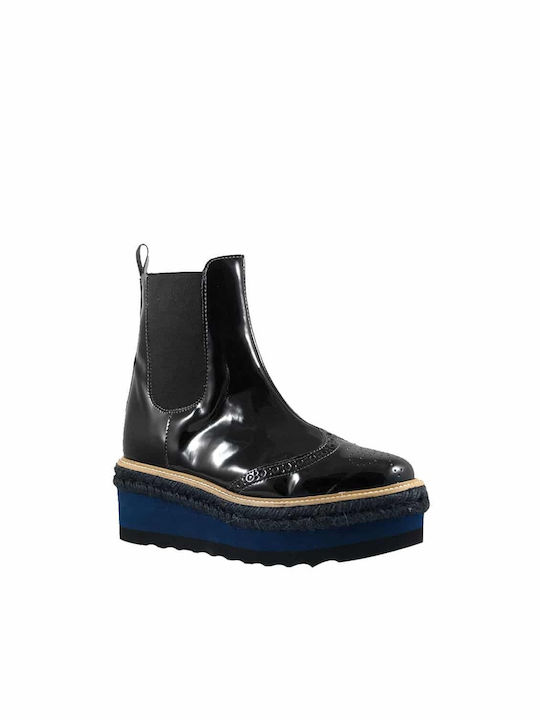 Favela Women's Leather Platform Chelsea Boots Black