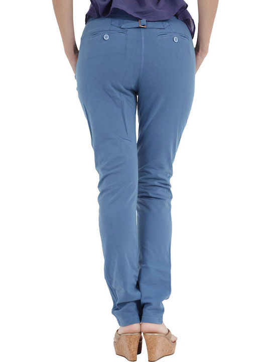 Pantaloni Dama Din Țesătură Cu Fit Regular Albastru