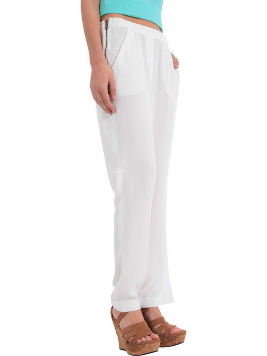 Women's Trousers with Rubber Band White