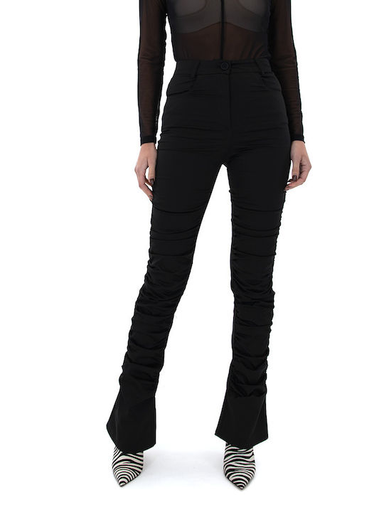 Zoya Pants Women's High-waisted Cotton Trousers in Slim Fit Black