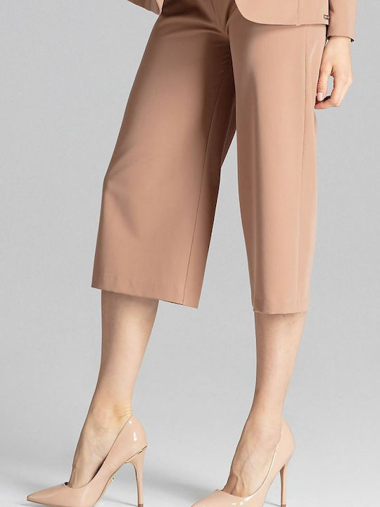 Figl Women's Fabric Trousers in Wide Line coffee