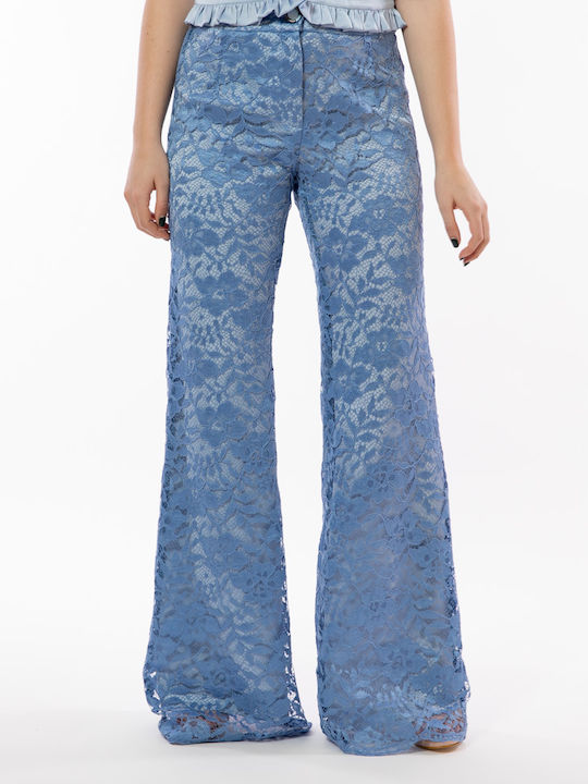 Women's Fabric Trousers Light Blue