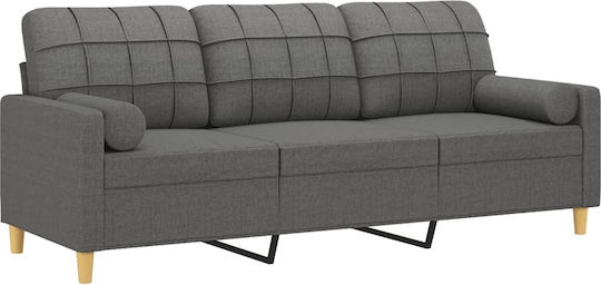 Canapea Cu Trei Locuri Gri Închis Cu Perne Decorative 198x77x80cm