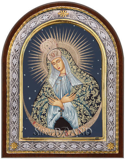 SilverBrand.gr Silber Heiligenikone Gottesmutter mit Kind 23x18cm