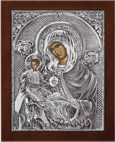 SilverBrand.gr Heiligenikone Panagia Eleousa Silber 20x16cm