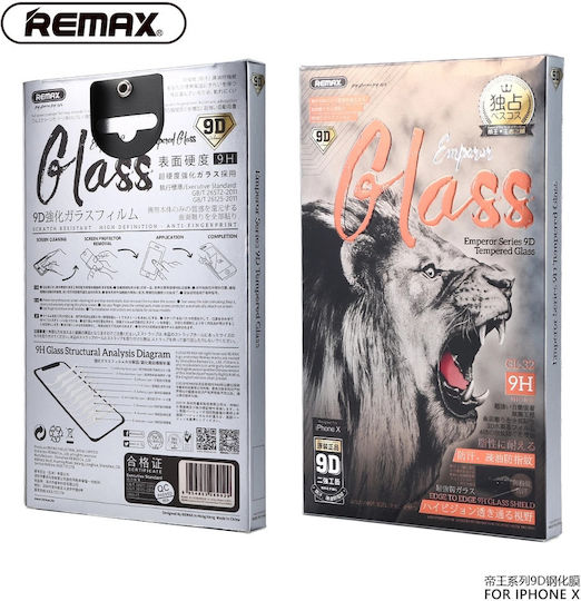 Remax Emperor 9D Vollflächig gehärtetes Glas Schwarz (iPhone 11 Pro Max)