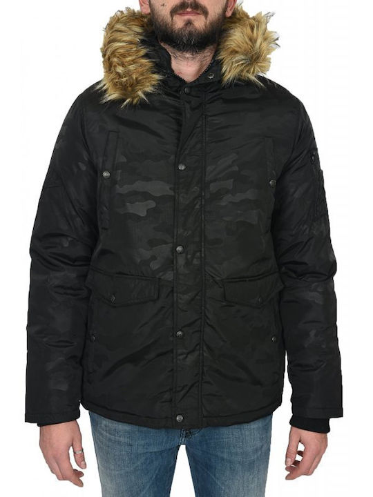 Devergo Men's Winter Parka Jacket BLACK