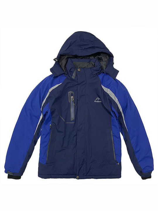 Ustyle Men's Winter Jacket Waterproof and Windproof Blue