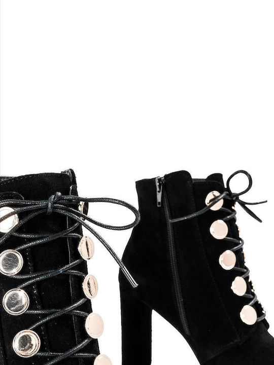 Leder Stiefeletten Damen Schwarz