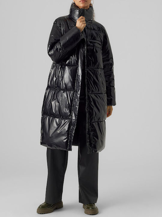 Vero Moda Μακρύ Γυναικείο Puffer Μπουφάν για Χειμώνα Black