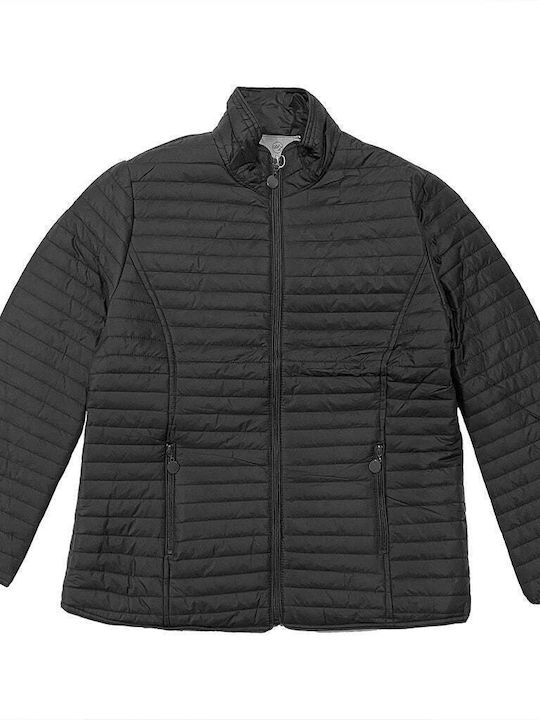 Ustyle Women's Short Puffer Jacket for Winter BLACK