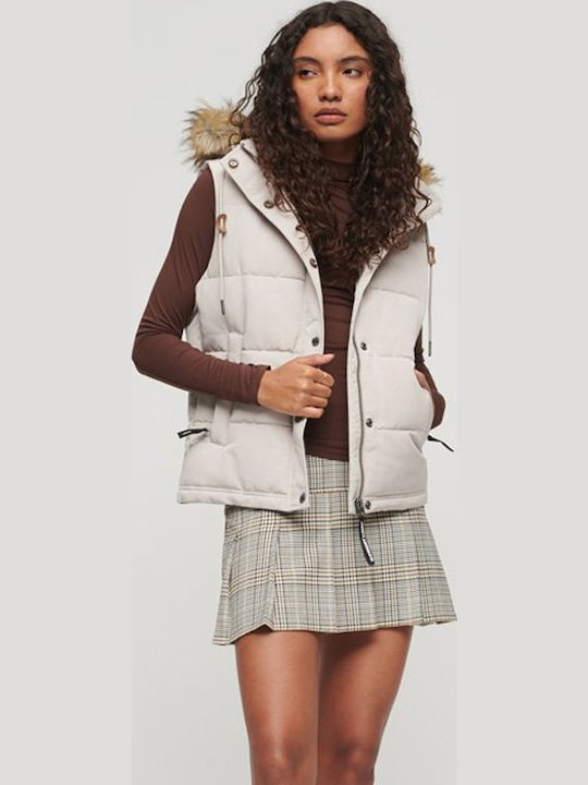 Everest Faux Women's Short Puffer Jacket for Winter Light Grey