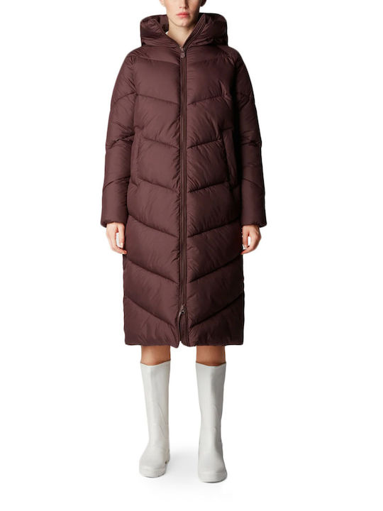 Save The Duck Women's Short Puffer Jacket for Winter with Hood BORDO