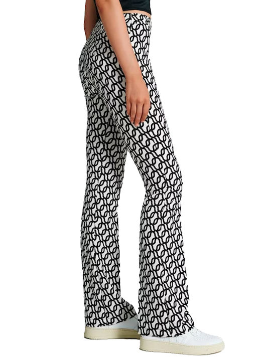 Rinascimento Women's Fabric Trousers in Wide Line White/Black