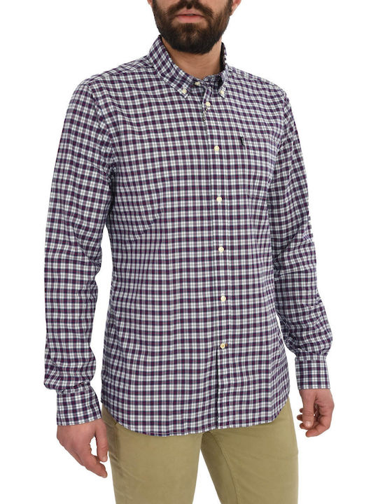 Barbour Men's Shirt Long Sleeve Cotton Checked Blue