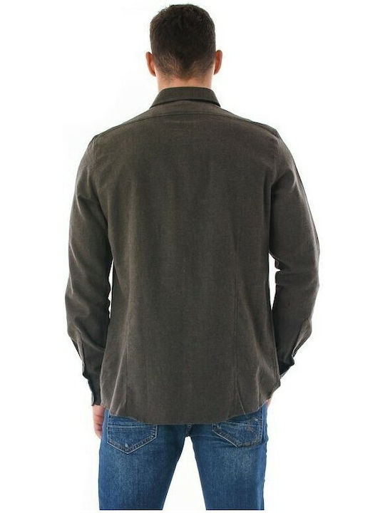 Gnious Men's Shirt Long Sleeve Cotton Green