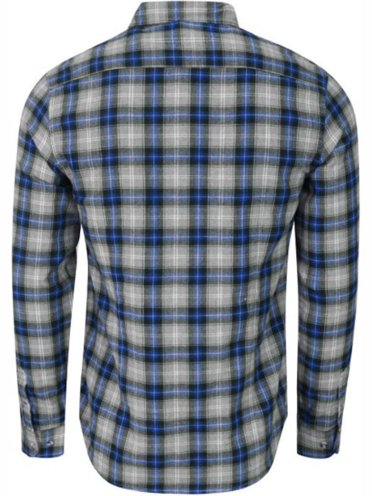 Tokyo Laundry Men's Shirt Long Sleeve Flannel Checked Ocean Blue