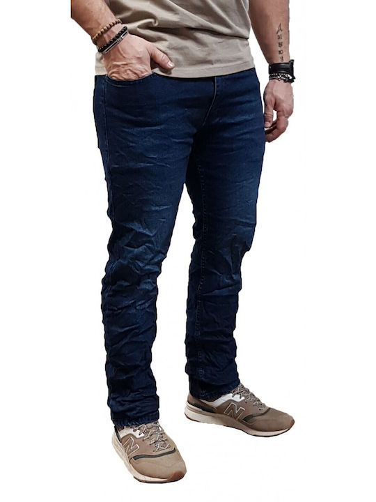 Elastic Men's Trousers in Slim Fit D Blue