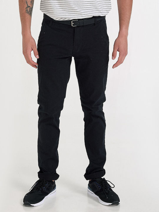 Lindbergh Men's Trousers Chino Elastic in Slim Fit Black