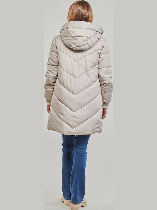 Kurz Damen Puffer Jacke für Winter Beige