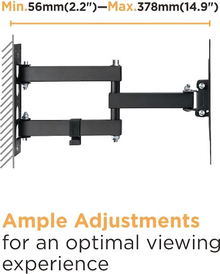 Powertech PT-1129 Wall TV Mount with Arm up to 43" and 30kg Black
