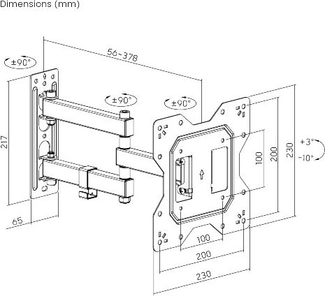 Powertech PT-1129 Wall TV Mount with Arm up to 43" and 30kg Black