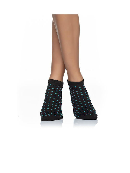 Inizio Women's Patterned Socks BLACK/TIRQUAISE