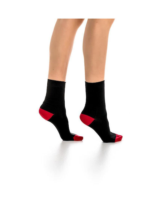 Inizio Women's Solid Color Socks BLACK/KOKKINO