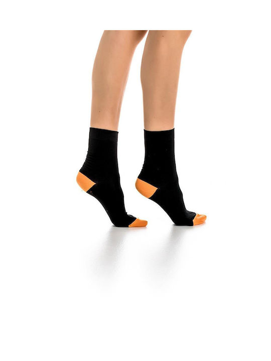 Inizio Women's Solid Color Socks BLACK/ORANGE