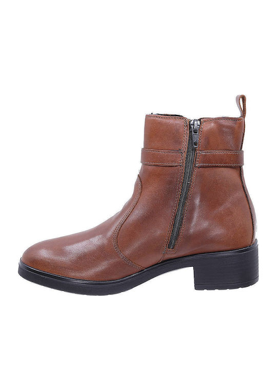 Leder Stiefeletten Damen Tabac Braun
