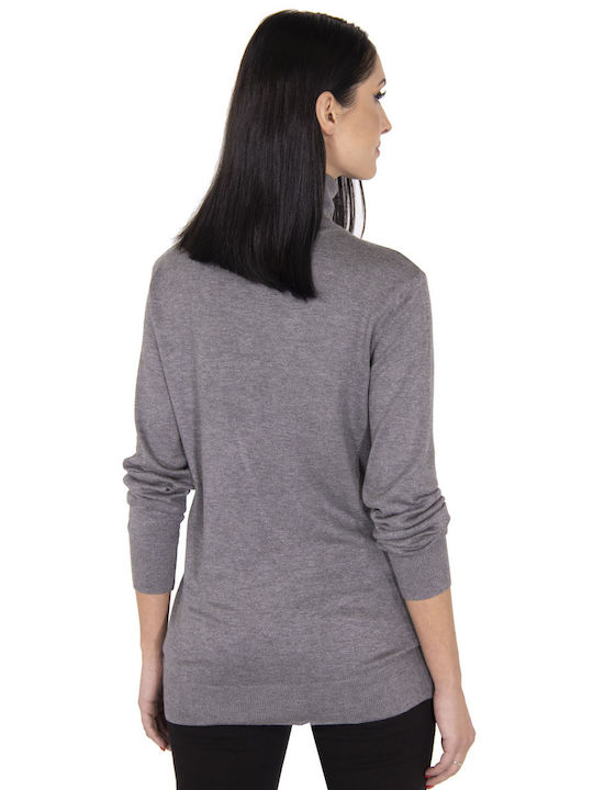 Byoung Women's Long Sleeve Sweater Turtleneck Medium Grey Melange.