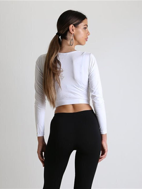 Γυναικείο Crop Top Μακρυμάνικο Λευκό