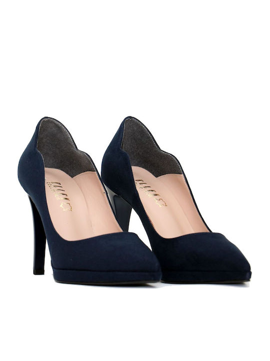 Ellen Leder Pumps mit hohem Absatz Blau