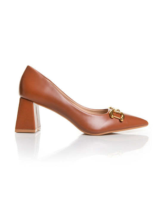 Shoe Art Pointed Toe Brown Medium Heels