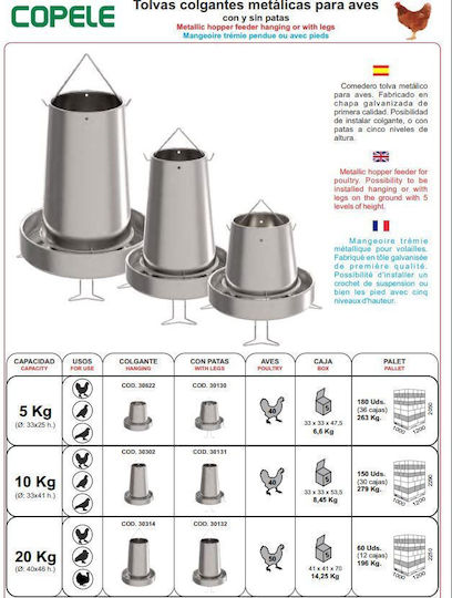 Copele Alimentator pentru Găini și Păsări cu Capacitate 5kg 33x33x25cm.