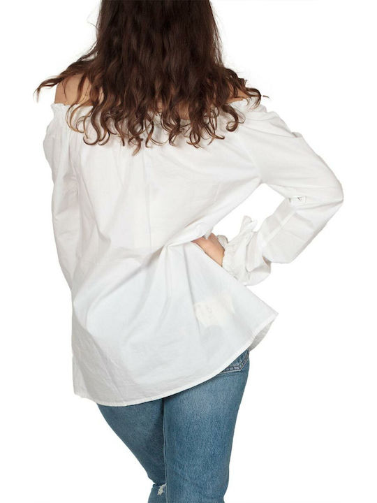 Women's Blouse Cotton Long Sleeve Bardot.