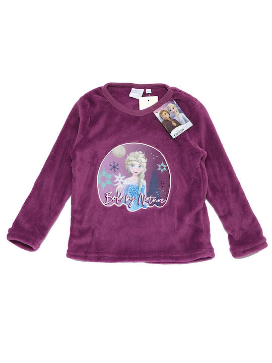 Disney Παιδική Πιτζάμα Χειμωνιάτικη Fleece Μωβ Frozen