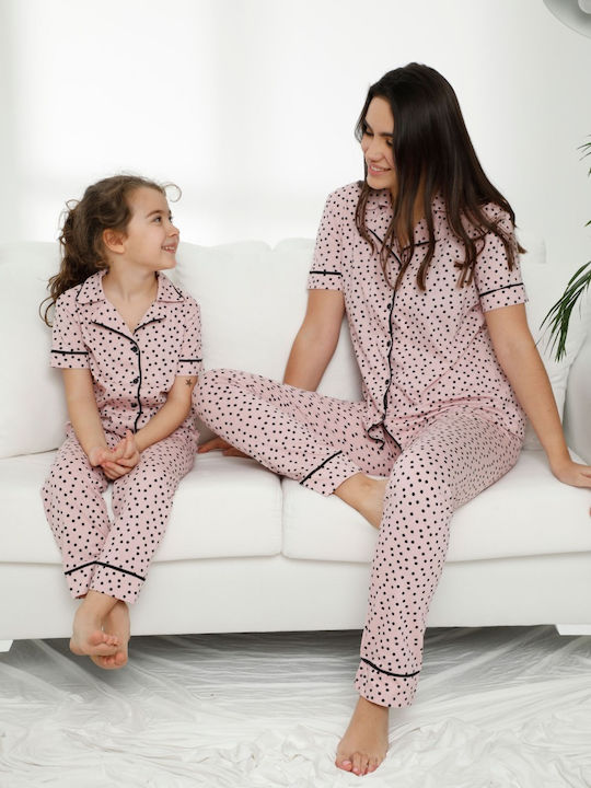 Sexen Kinder Schlafanzug Sommerlich Baumwoll Pink