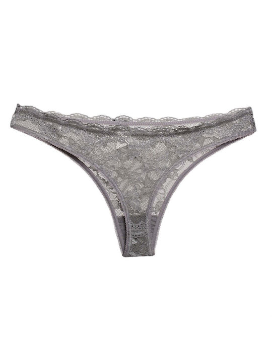 Dreams by Joyce Women's String with Lace Grey