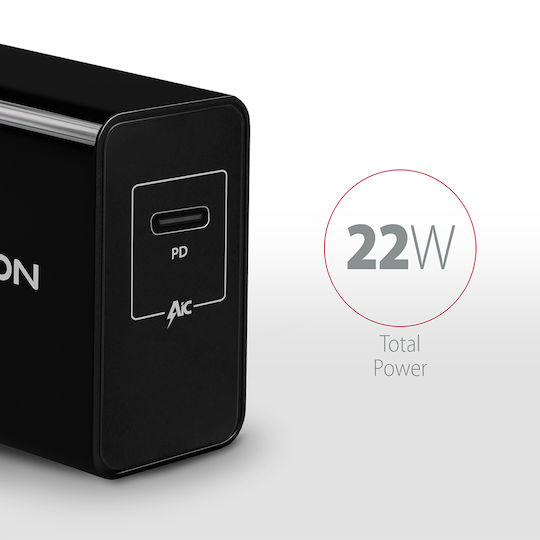 Axagon Φορτιστής Χωρίς Καλώδιο 22W Quick Charge 3.0 Μαύρος (ACU-PD22)